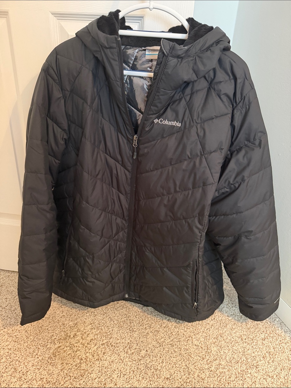 Columbia Black Quilted Hooded Puffer Jacket